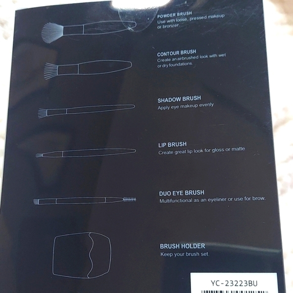 5 Piece Make Up Brush Set with Stand - teal blue - Picture 2 of 2